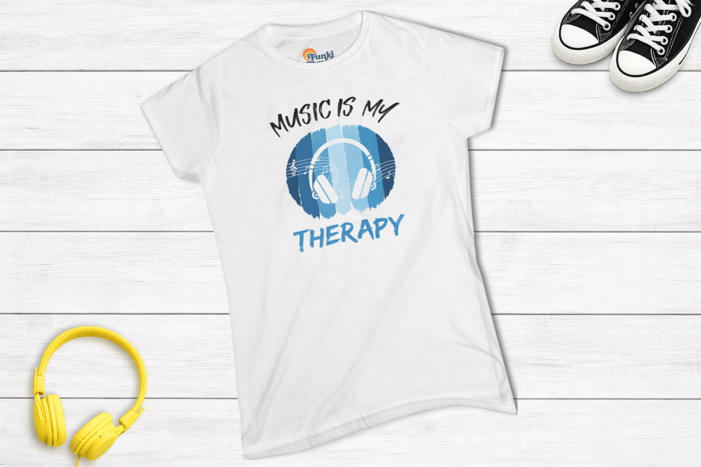 Women’s Music Lover Fitted Tee - Music Is My Therapy Shirt