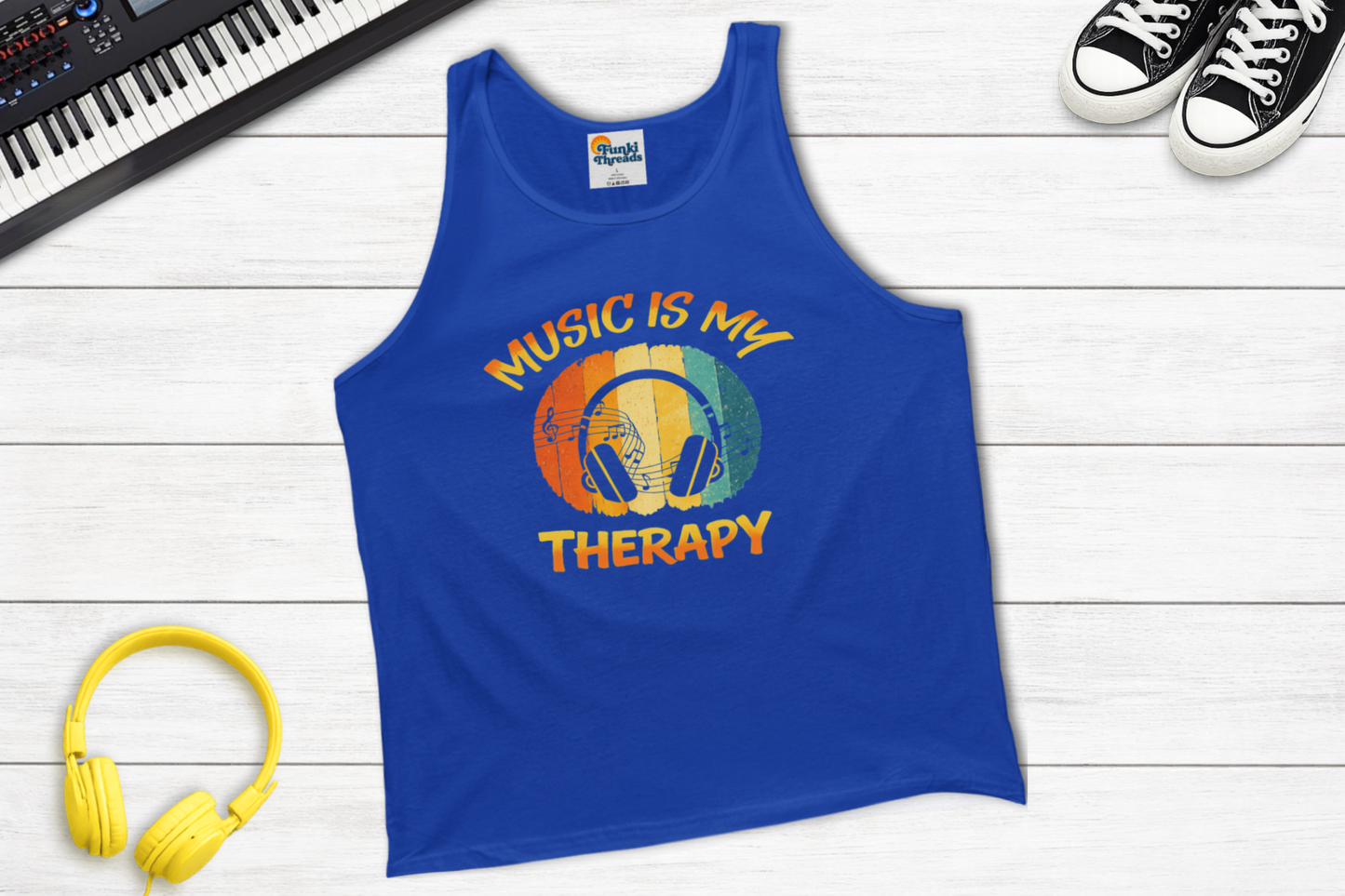 Music Is My Therapy Tank Top | Retro Music Lover Tank