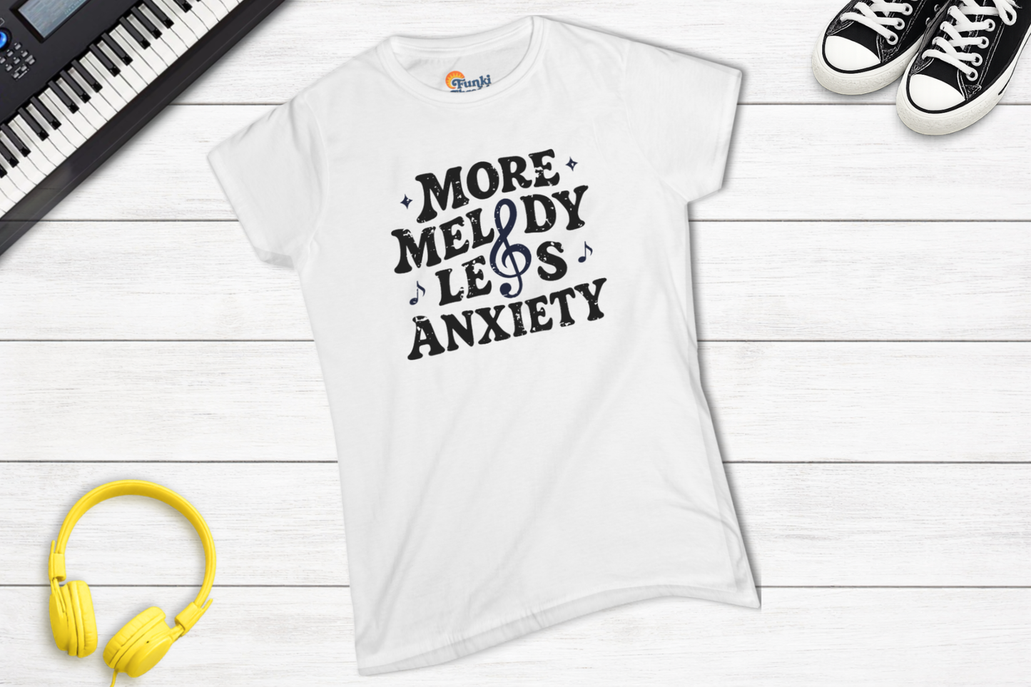 More Melody Less Anxiety Women’s Music Shirt