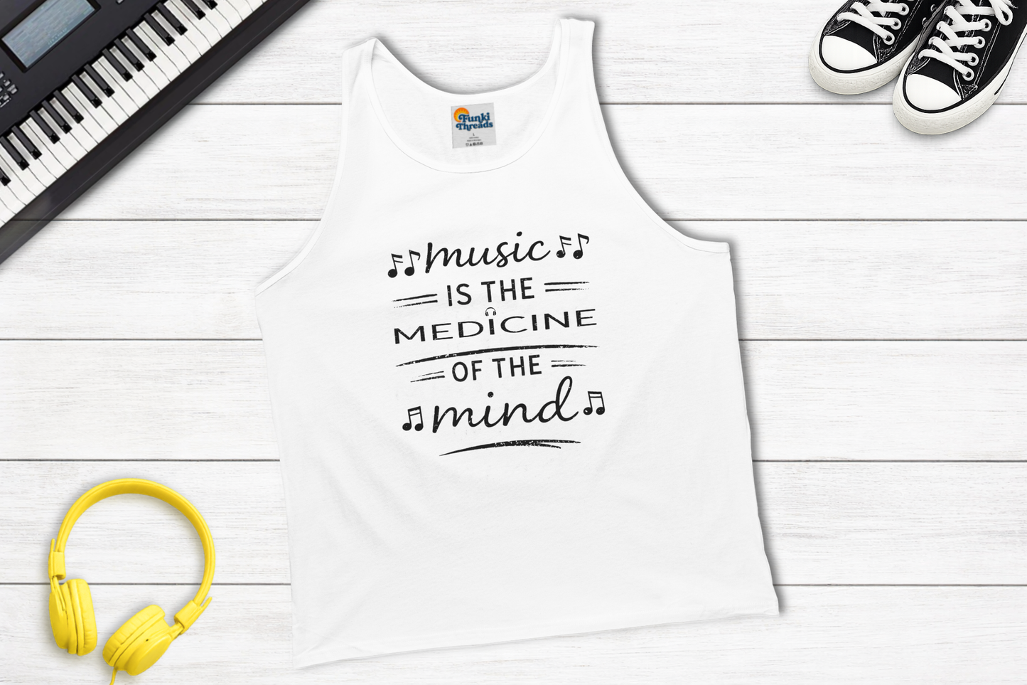 Music Is the Medicine of the Mind Tank Top | Music Lover Graphic Tank