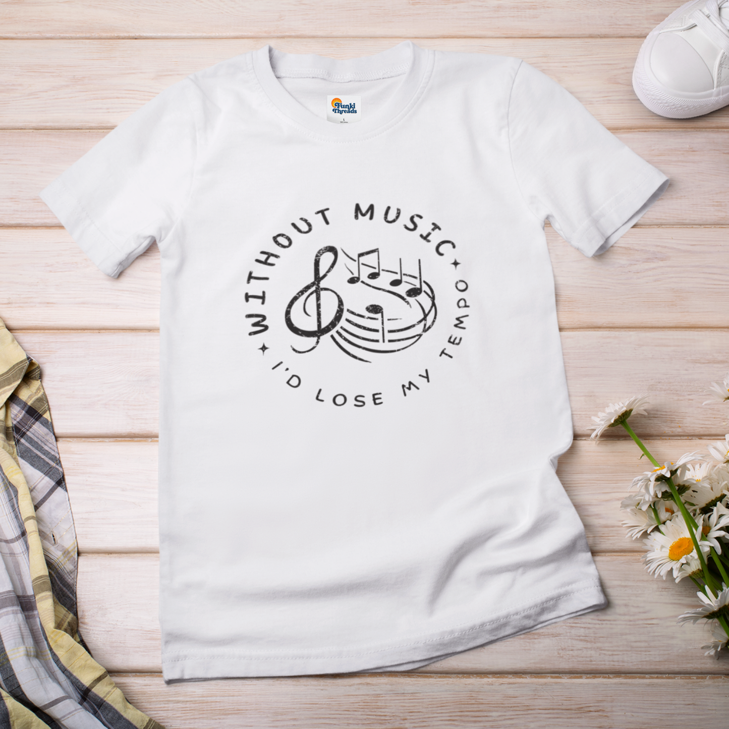 Without Music I’d Lose My Tempo T-Shirt – Funny Music Lover & Musician Tee