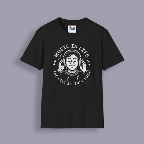 Music Is Life — The Rest Is Just Noise Tee (Vintage Headphones)