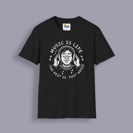 Music Is Life — The Rest Is Just Noise Tee (Vintage Headphones)