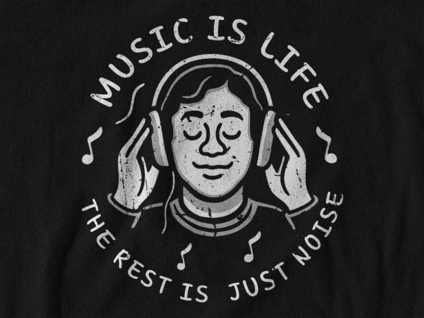 Music Is Life — The Rest Is Just Noise Tee (Vintage Headphones)