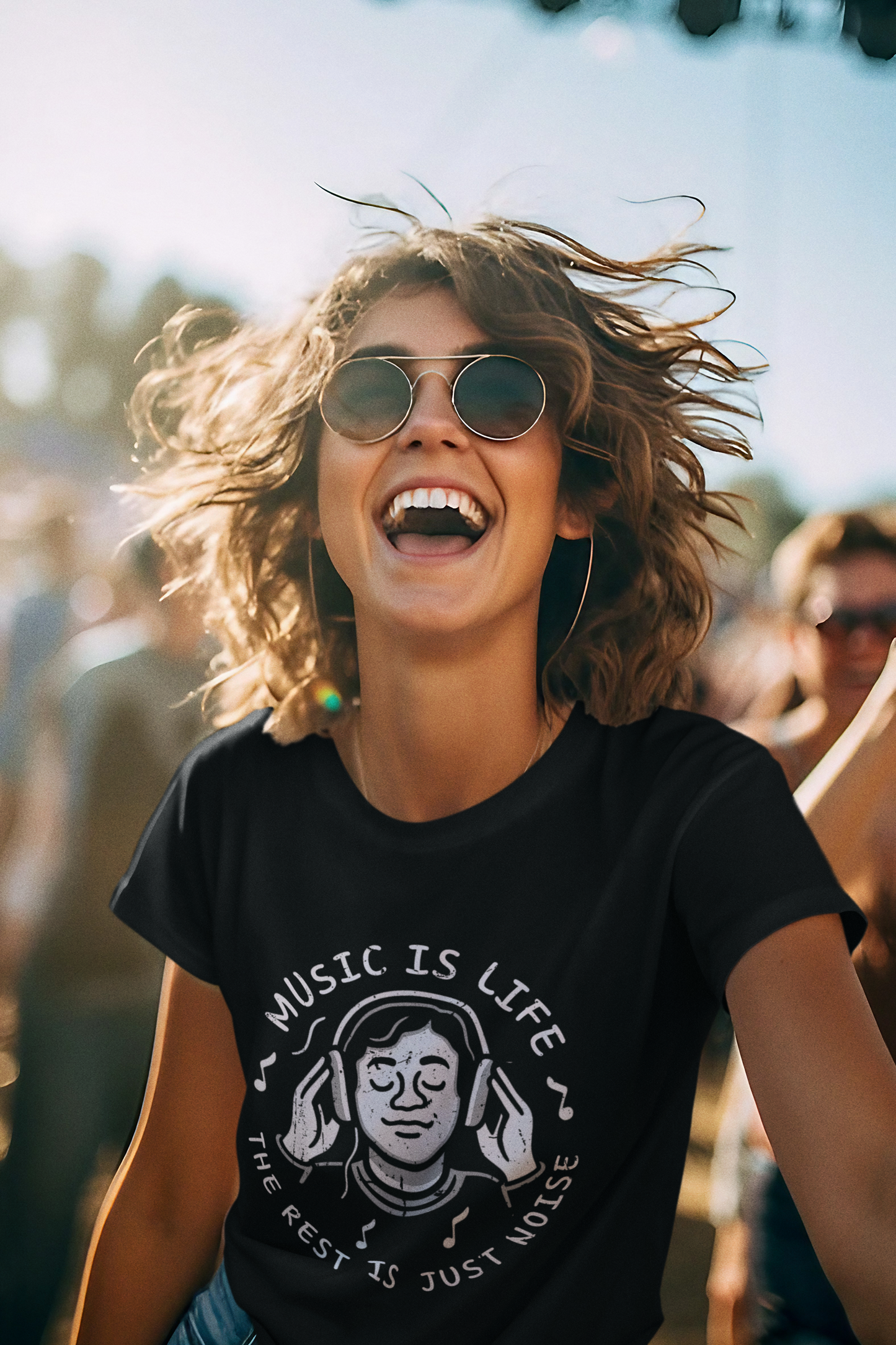 Music Is Life — The Rest Is Just Noise Tee (Vintage Headphones)