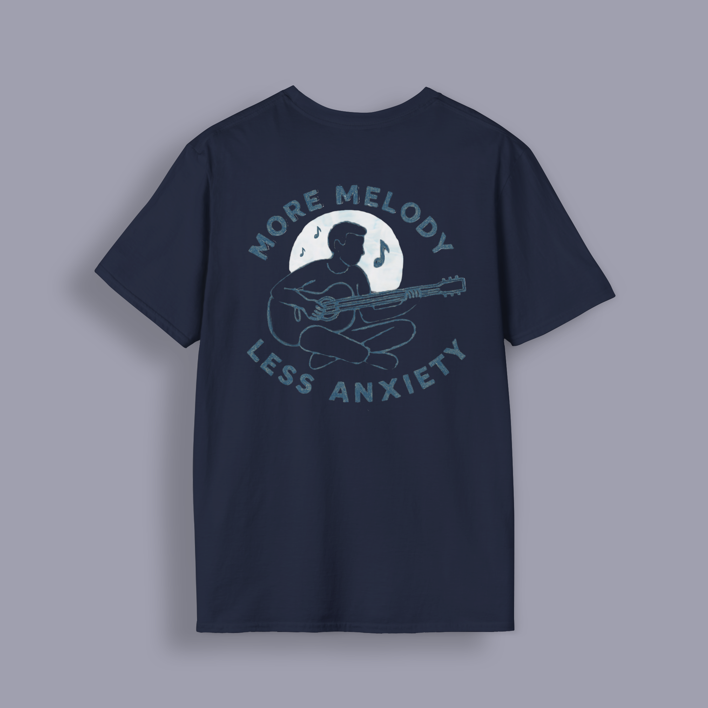 More Melody Less Anxiety Guitar T-Shirt | Music Lover Relaxation Tee