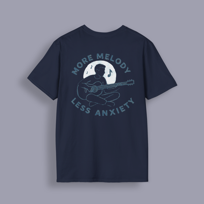 More Melody Less Anxiety Guitar T-Shirt | Music Lover Relaxation Tee
