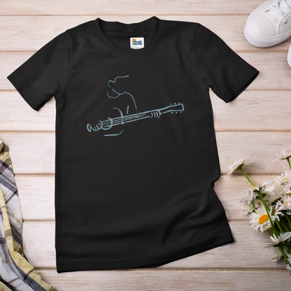 Minimalist Guitarist T-Shirt – Acoustic Music Line Art Design