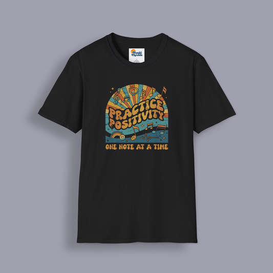 Practice Positivity Retro Music T-Shirt – One Note at a Time