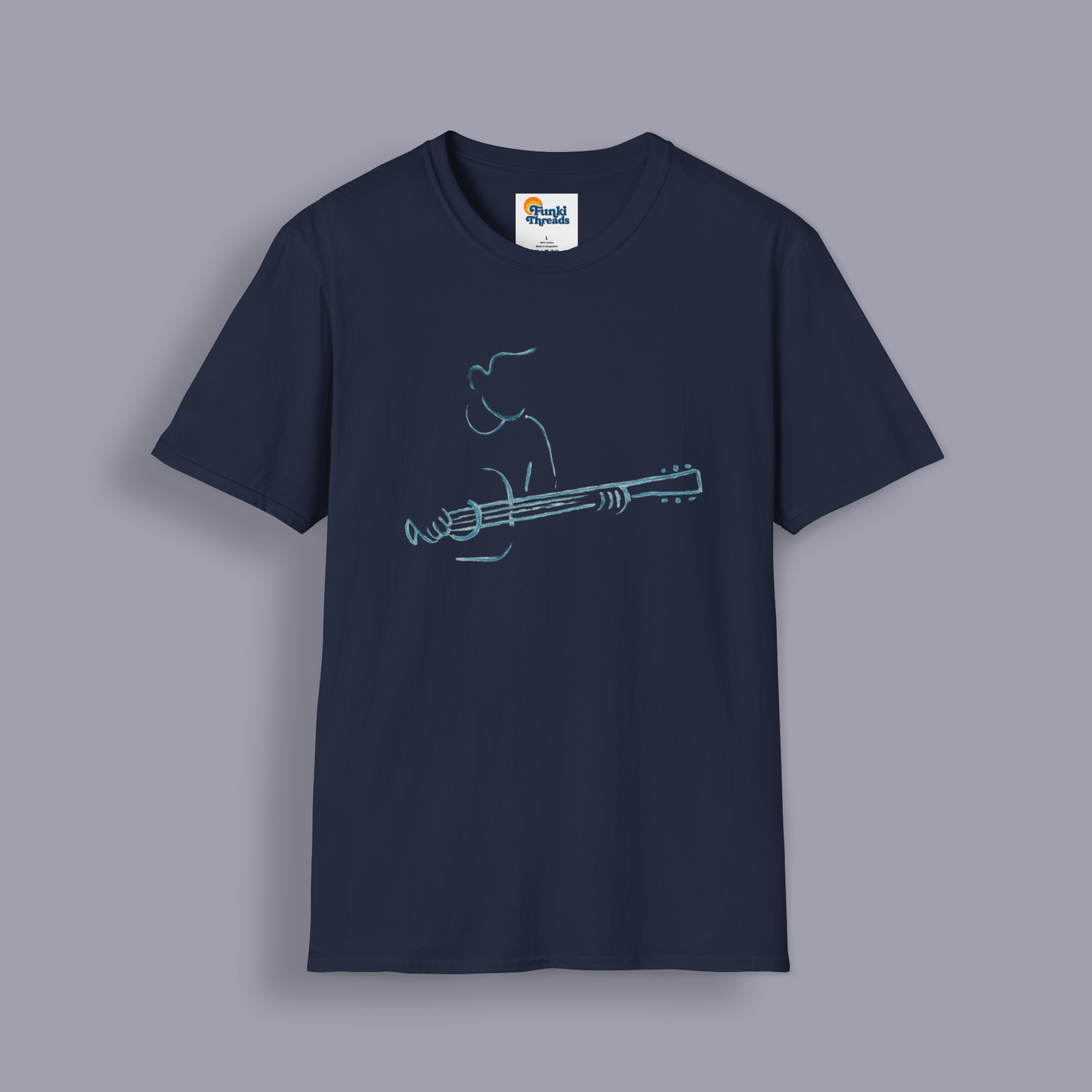 Minimalist Guitarist T-Shirt – Acoustic Music Line Art Design