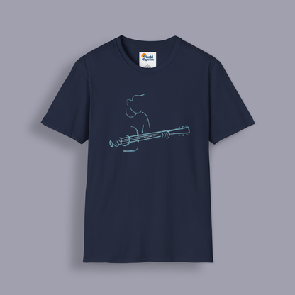 Minimalist Guitarist T-Shirt – Acoustic Music Line Art Design
