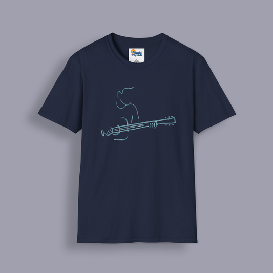 Minimalist Guitarist T-Shirt – Acoustic Music Line Art Design