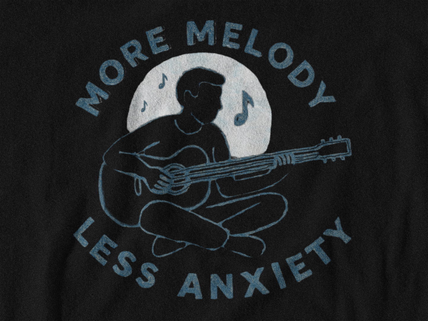 More Melody Less Anxiety Guitar T-Shirt | Music Lover Relaxation Tee