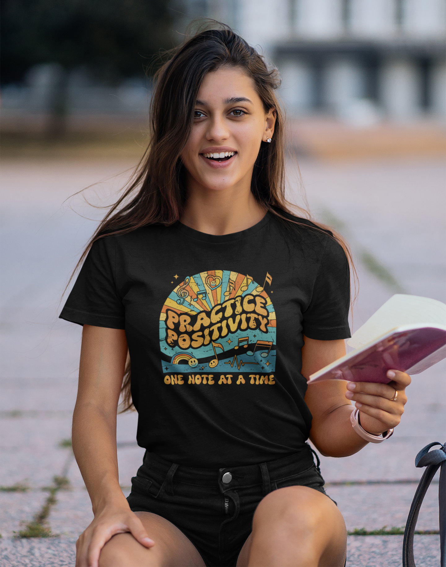 Practice Positivity Retro Music T-Shirt – One Note at a Time
