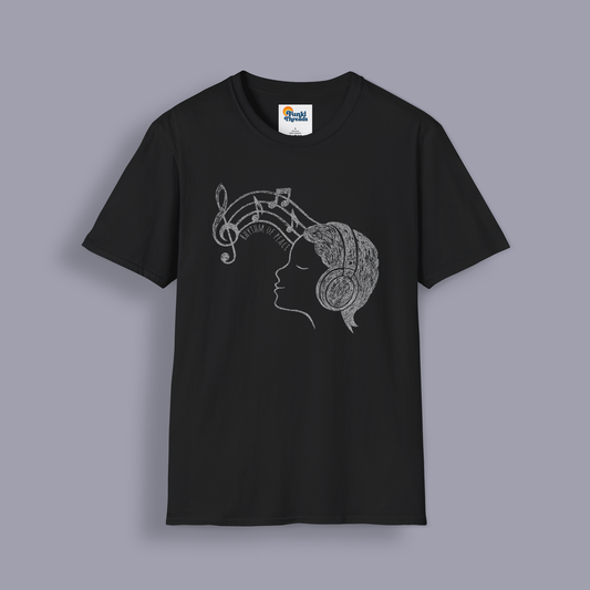 Rhythm of Peace T-Shirt – Music Lover Headphones Line Art Tee for Calm & Creativity