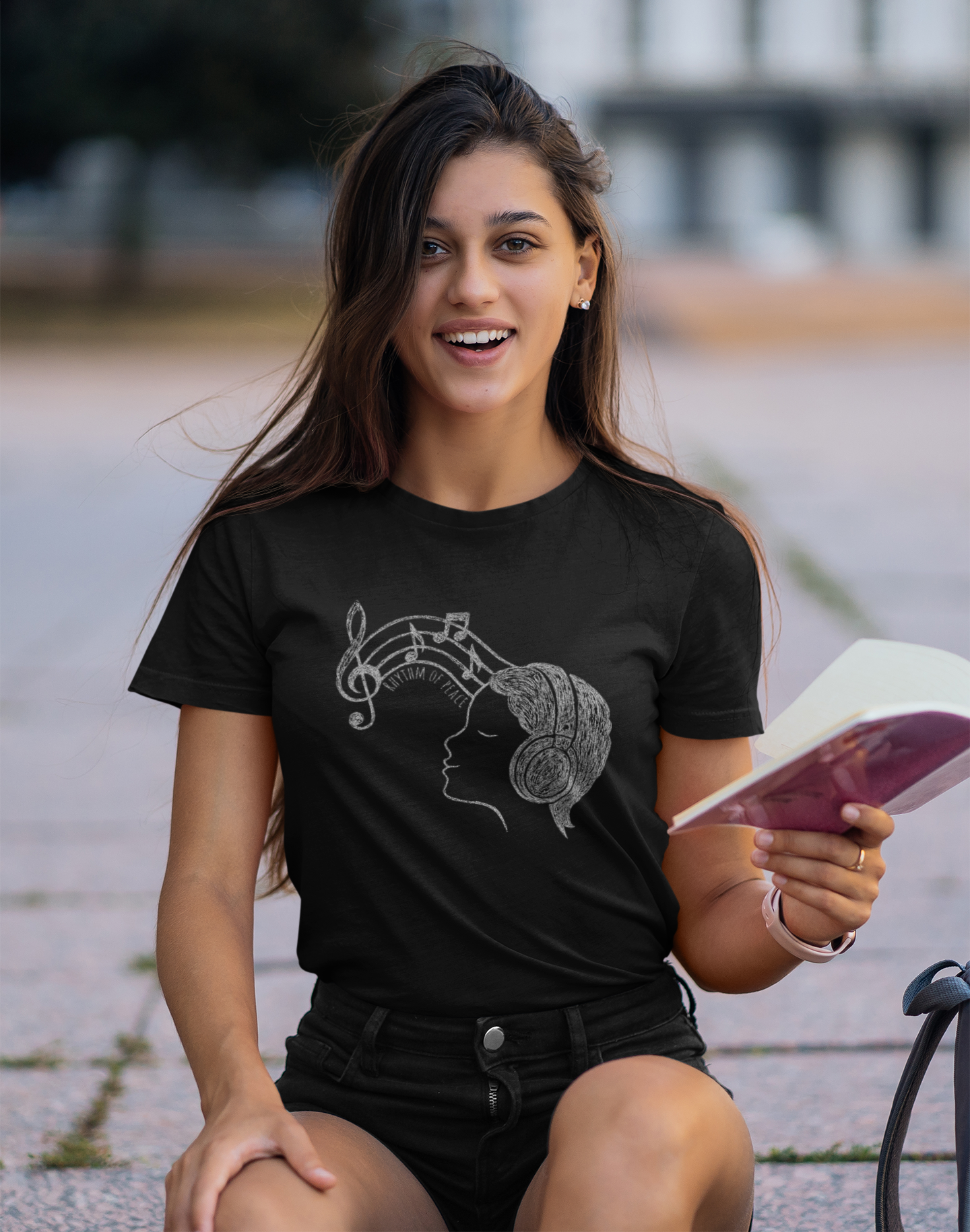 Rhythm of Peace T-Shirt – Music Lover Headphones Line Art Tee for Calm & Creativity