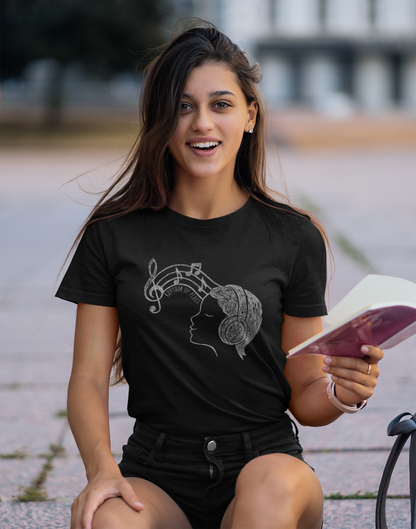 Rhythm of Peace T-Shirt – Music Lover Headphones Line Art Tee for Calm & Creativity