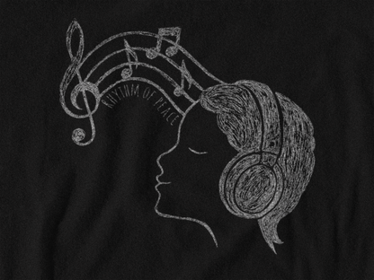 Rhythm of Peace T-Shirt – Music Lover Headphones Line Art Tee for Calm & Creativity