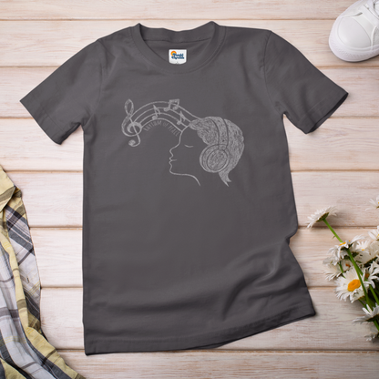 Rhythm of Peace T-Shirt – Music Lover Headphones Line Art Tee for Calm & Creativity