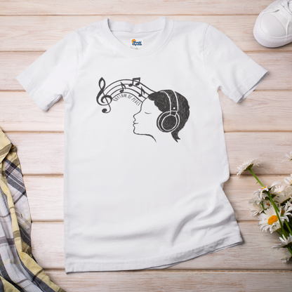 Rhythm of Peace T-Shirt – Music Lover Headphones Line Art Tee for Calm & Creativity
