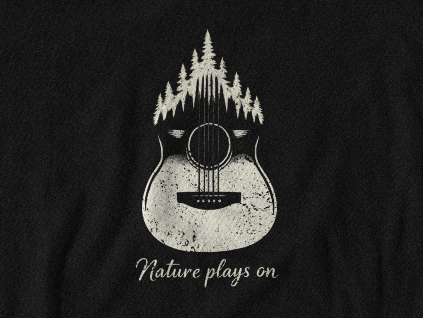 Nature Plays On Acoustic Guitar T-Shirt – Music & Nature Graphic Tee for Musicians