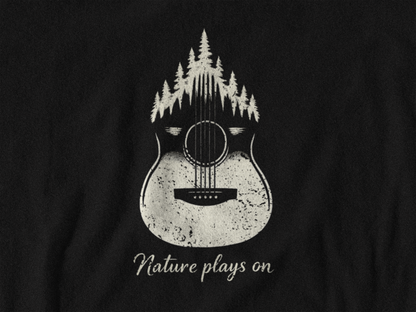 Nature Plays On Acoustic Guitar T-Shirt – Music & Nature Graphic Tee for Musicians