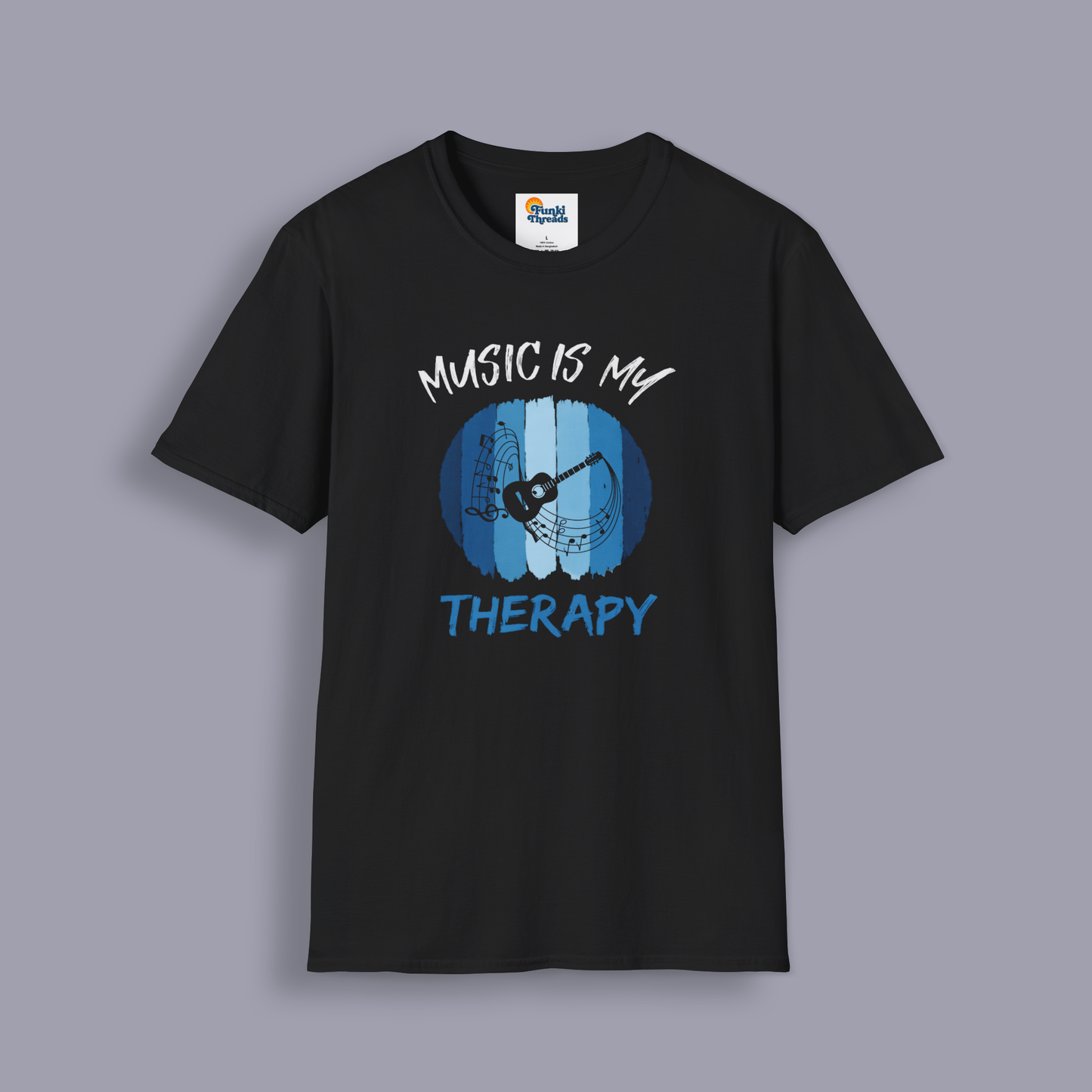 Music Is My Therapy Guitar T-Shirt | Guitar Player Music Lover Tee