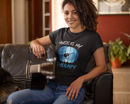 Music Is My Therapy Guitar T-Shirt | Guitar Player Music Lover Tee