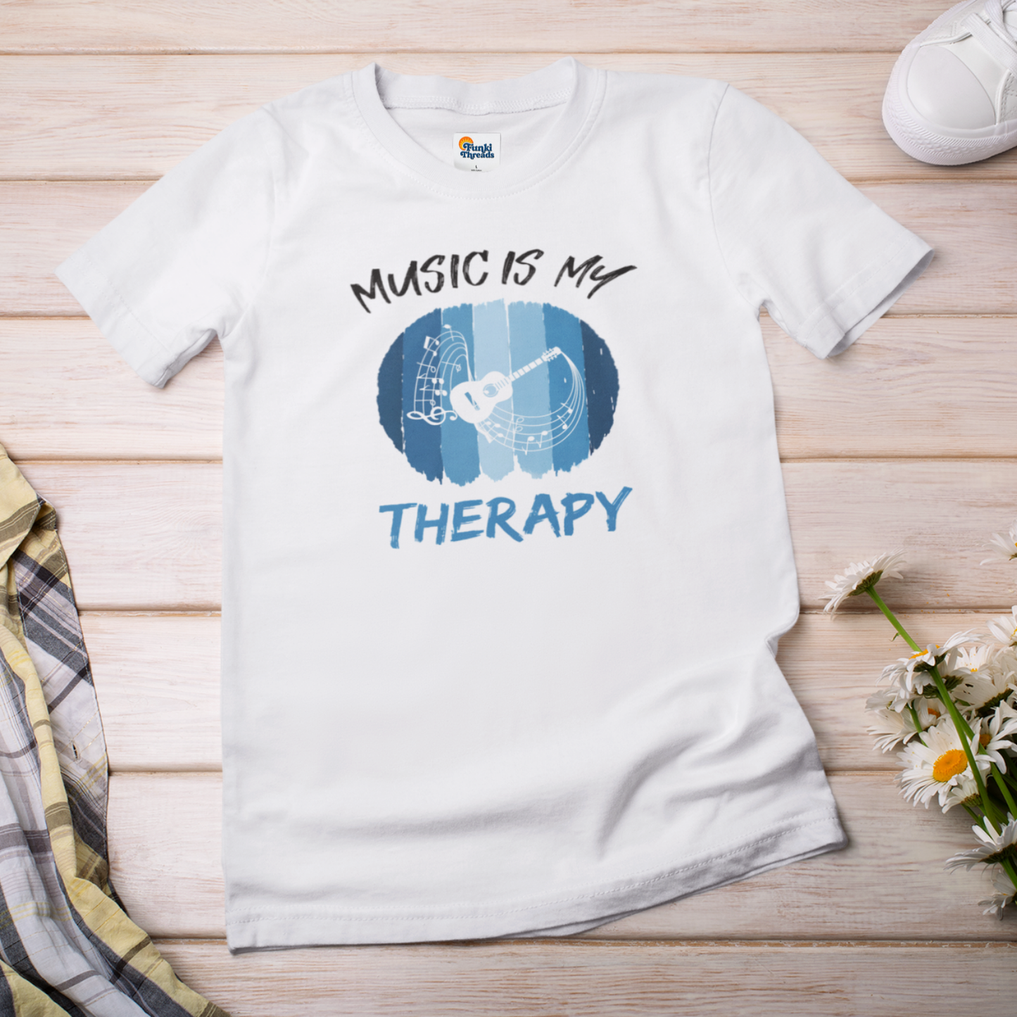 Music Is My Therapy Guitar T-Shirt | Guitar Player Music Lover Tee