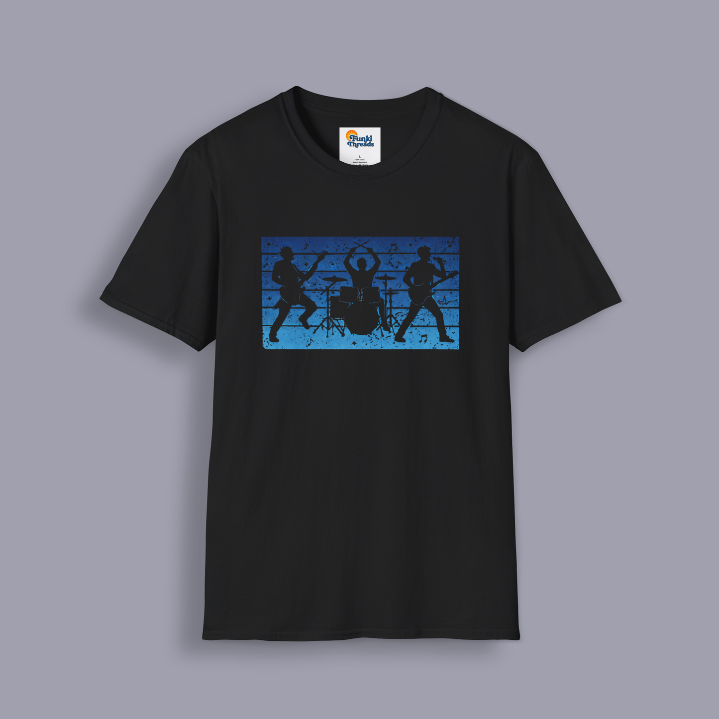 Rock Band Silhouette T-Shirt | Live Music Drummer Guitarist Tee
