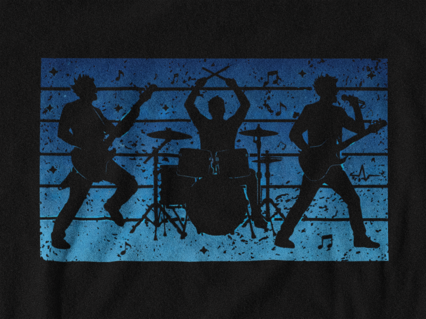 Rock Band Silhouette T-Shirt | Live Music Drummer Guitarist Tee