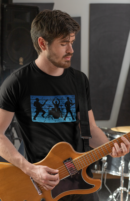 Rock Band Silhouette T-Shirt | Live Music Drummer Guitarist Tee