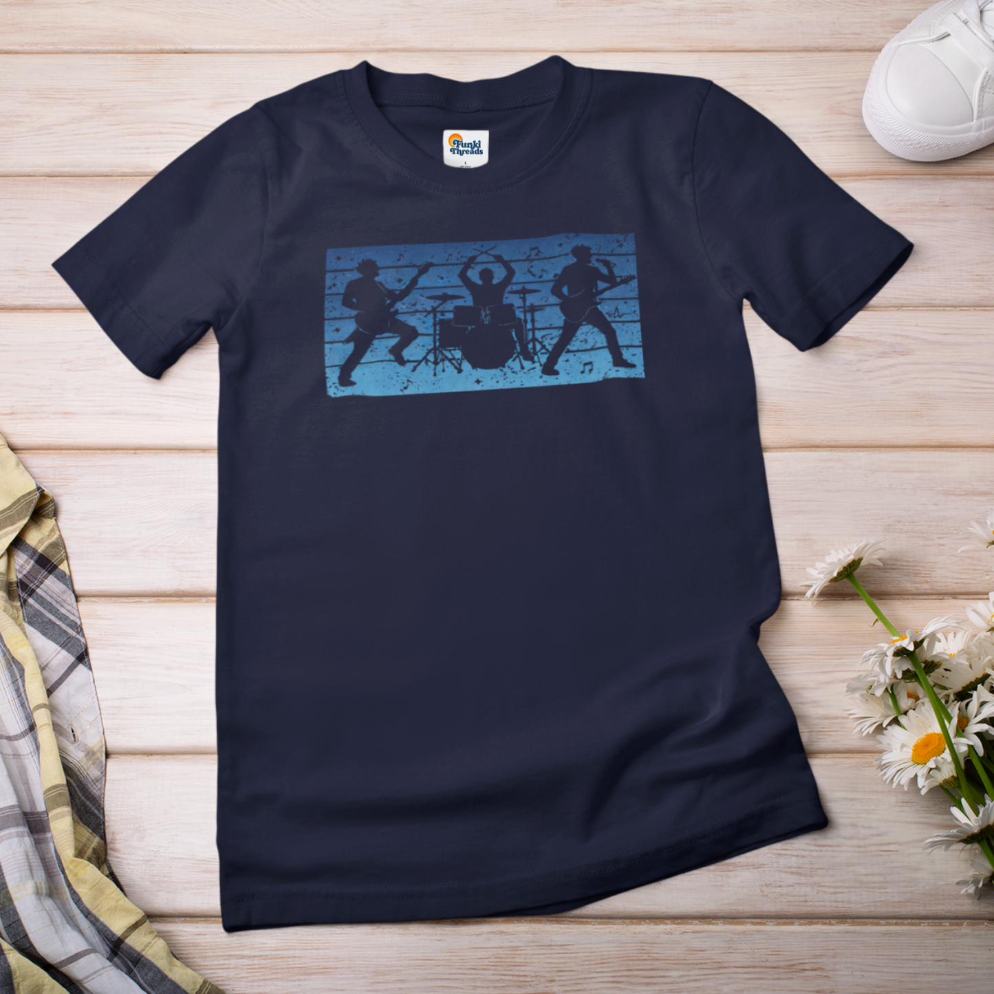 Rock Band Silhouette T-Shirt | Live Music Drummer Guitarist Tee