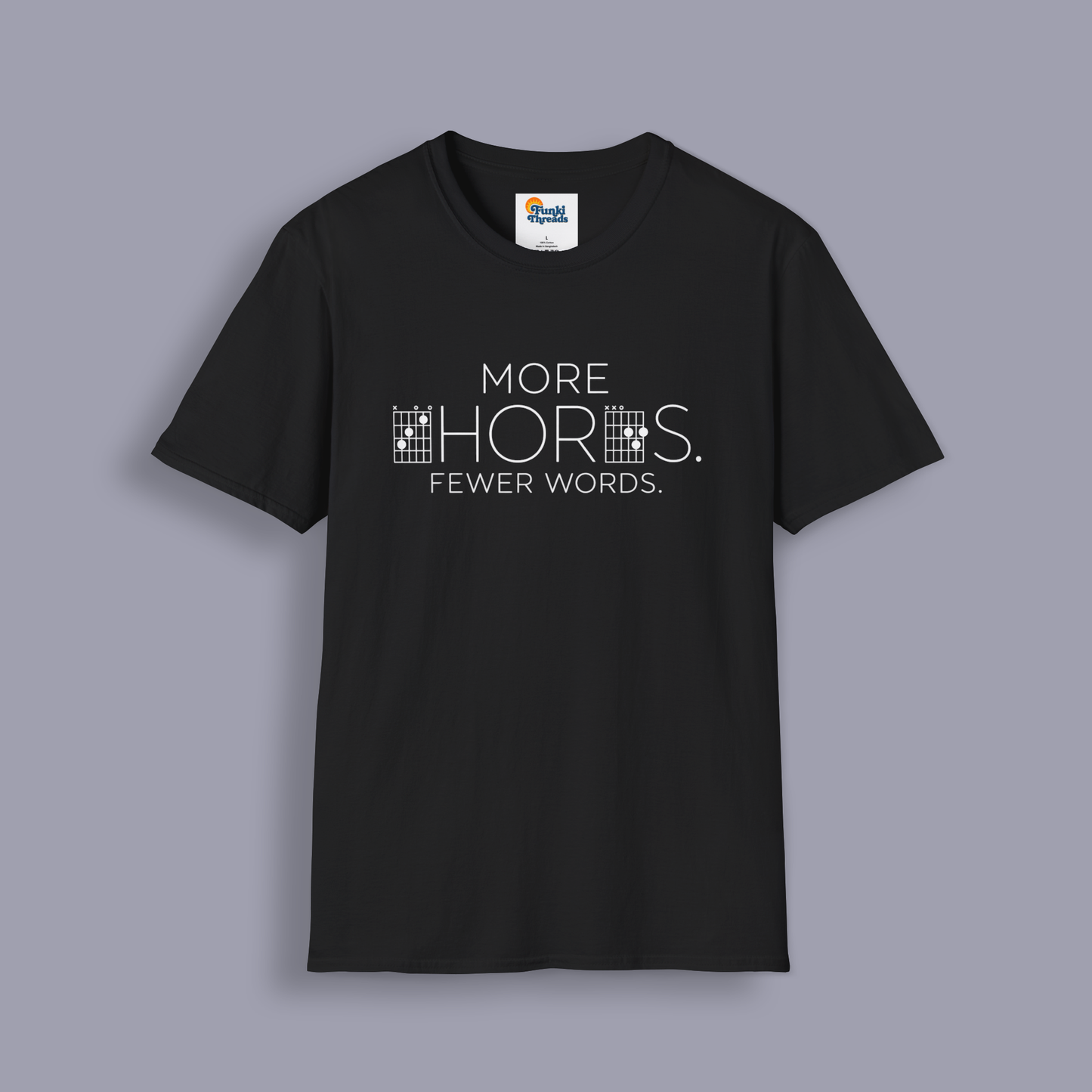 More Chords Fewer Words T-Shirt | Minimalist Guitar Chord Tee