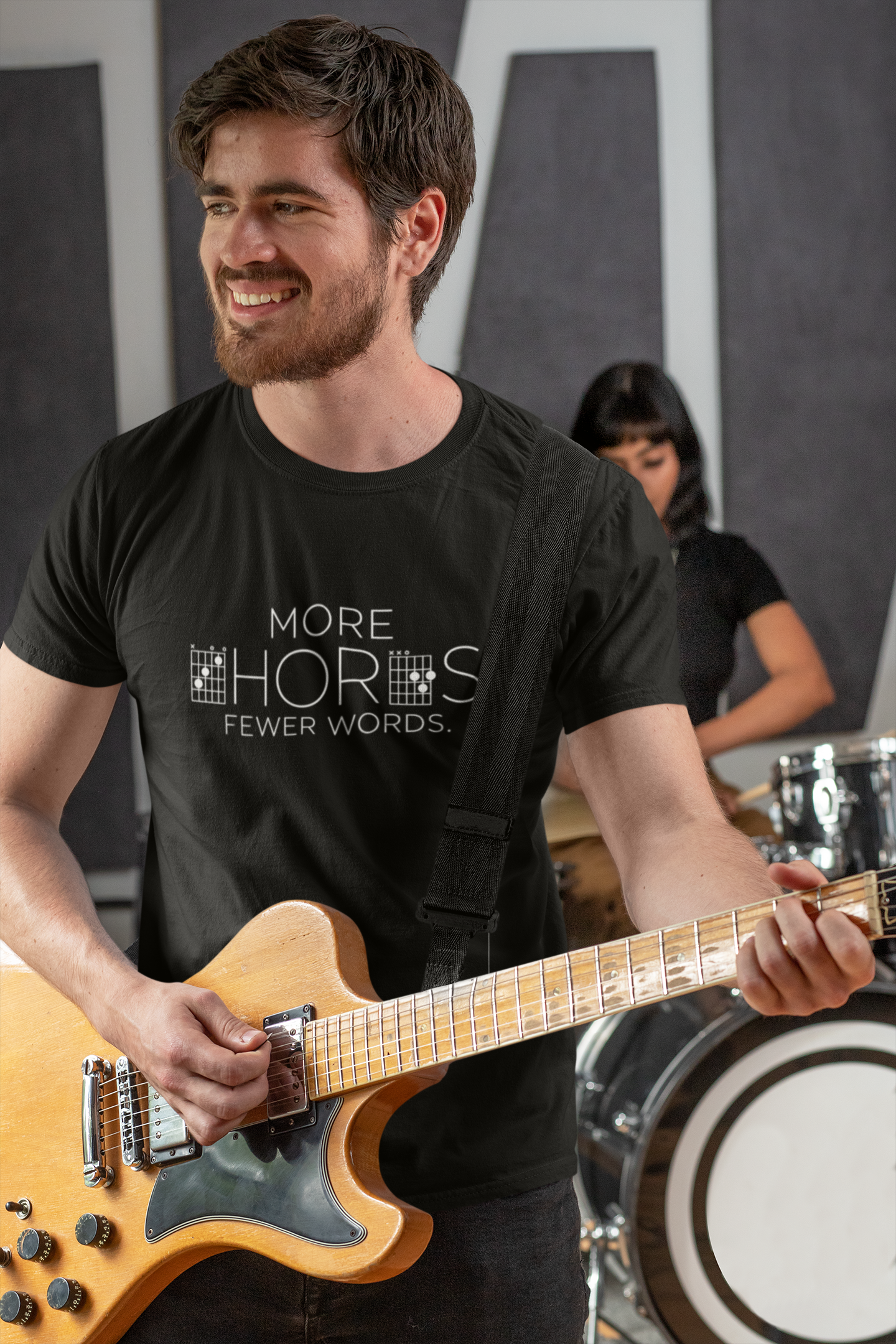 More Chords Fewer Words T-Shirt | Minimalist Guitar Chord Tee