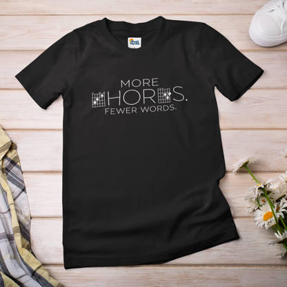 More Chords Fewer Words T-Shirt | Minimalist Guitar Chord Tee