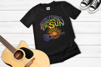 Here Comes The Sun – Retro Psychedelic Guitar T-Shirt | Music Lover Graphic Tee
