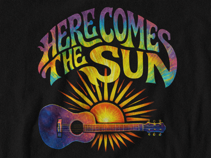 Here Comes The Sun – Retro Psychedelic Guitar T-Shirt | Music Lover Graphic Tee