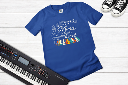 Music Is the Voice of the Heart – Retro Piano Graphic T-Shirt
