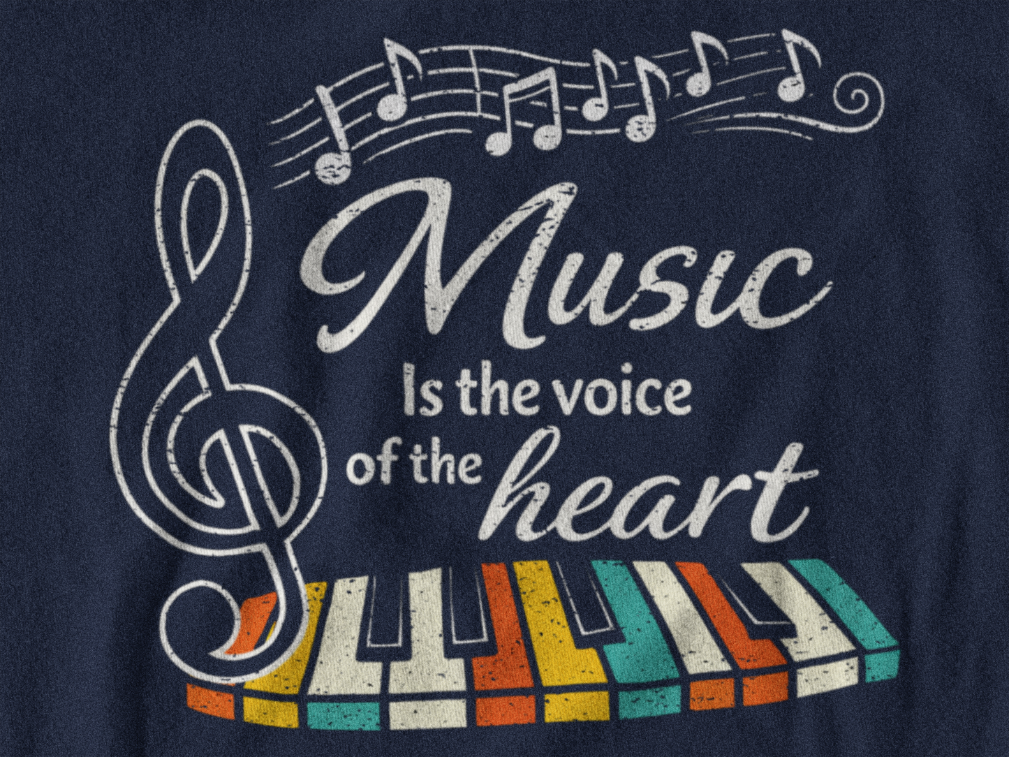 Music Is the Voice of the Heart – Retro Piano Graphic T-Shirt
