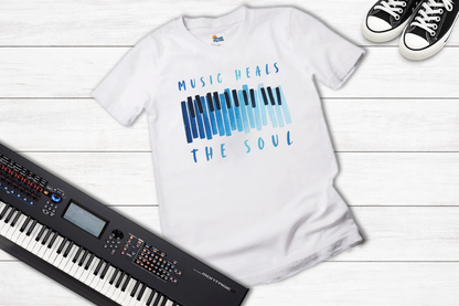 Music Heals the Soul – Minimalist Piano Keys T-Shirt