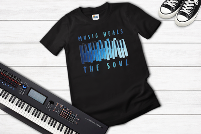 Music Heals the Soul – Minimalist Piano Keys T-Shirt