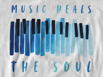 Music Heals the Soul – Minimalist Piano Keys T-Shirt