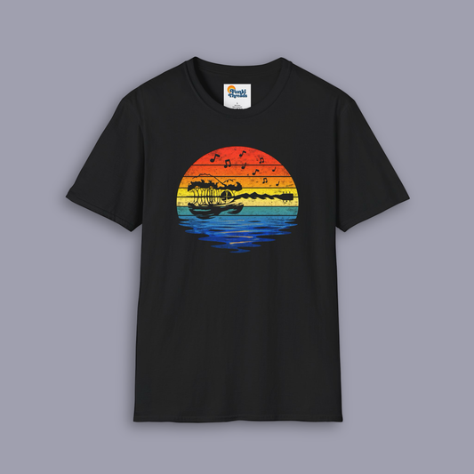 Retro Guitar Sunset T-Shirt | Vintage Music Lover Graphic Tee