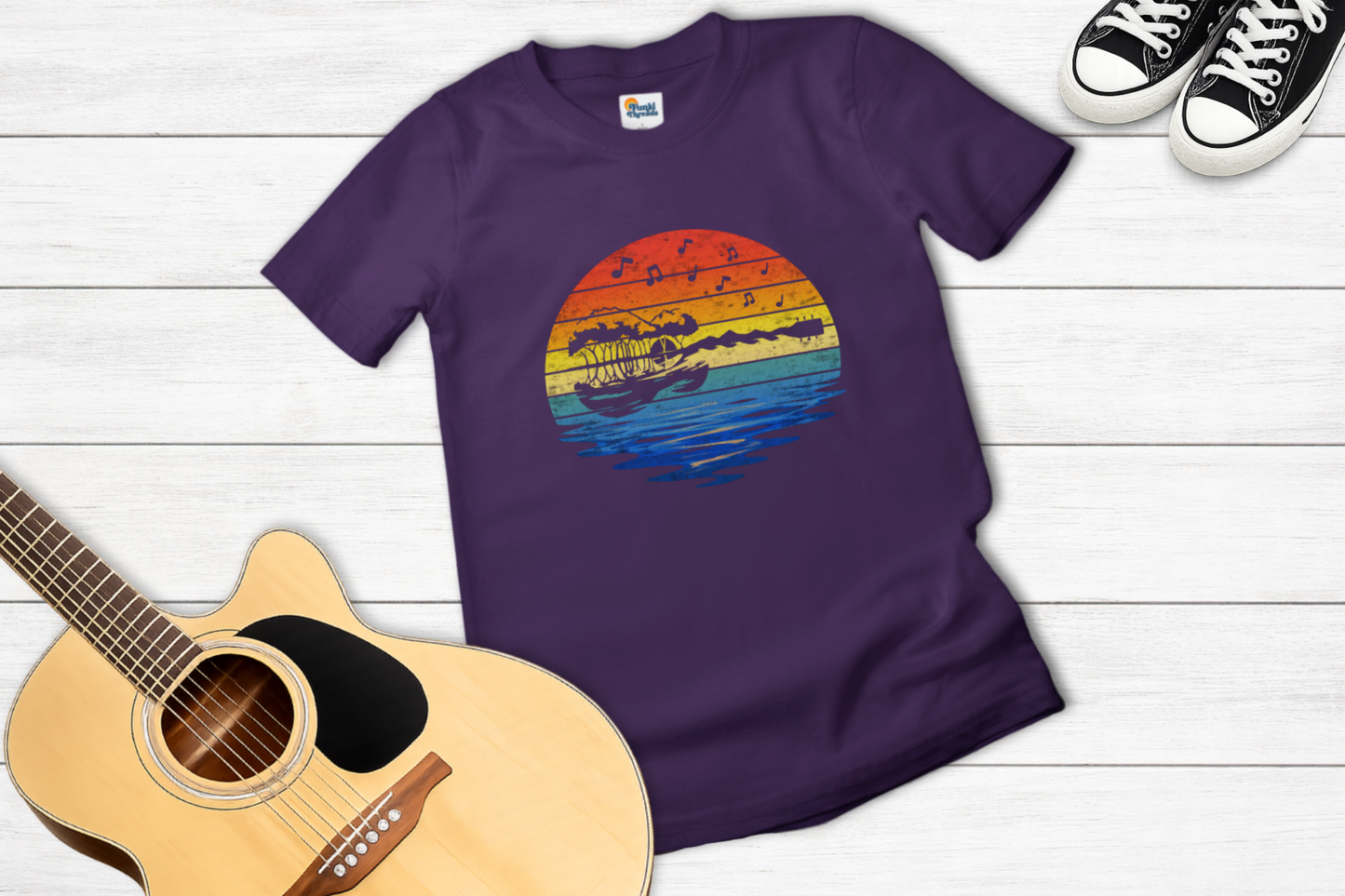 Retro Guitar Sunset T-Shirt | Vintage Music Lover Graphic Tee