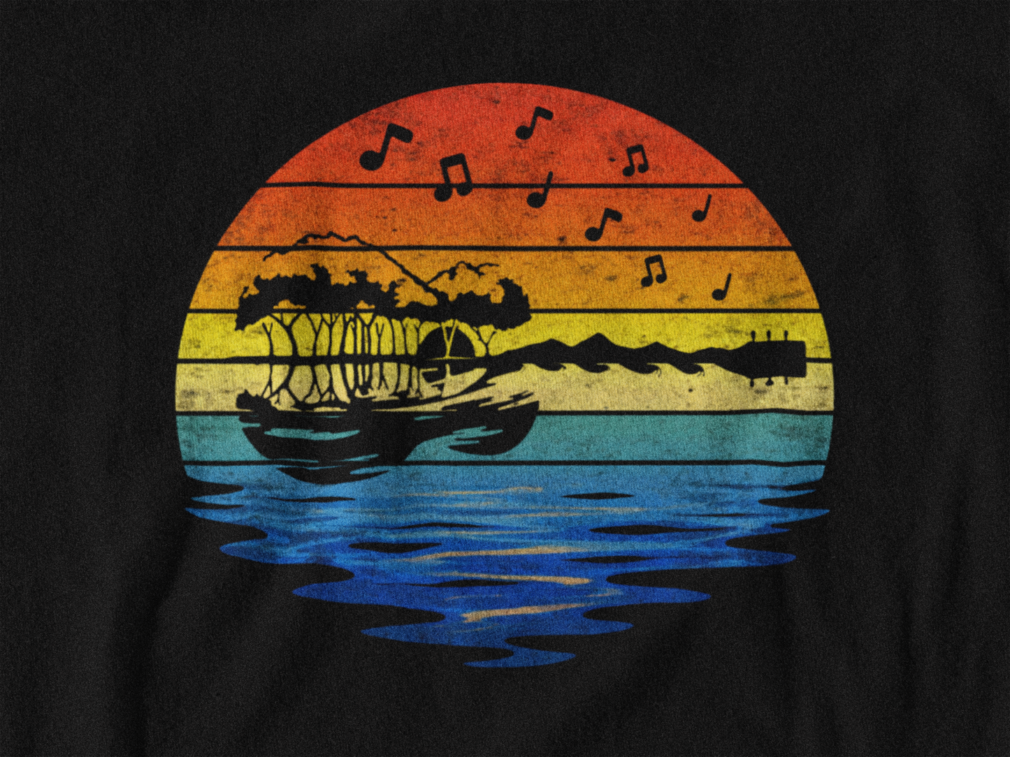 Retro Guitar Sunset T-Shirt | Vintage Music Lover Graphic Tee