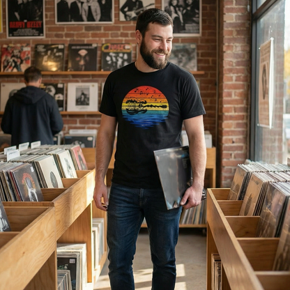 Retro Guitar Sunset T-Shirt | Vintage Music Lover Graphic Tee