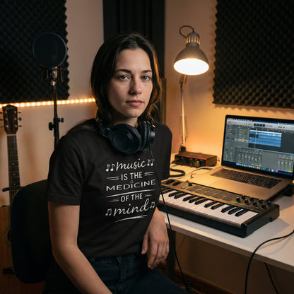 Music Is the Medicine of the Mind Quote Shirt | Music Lover Graphic Tee