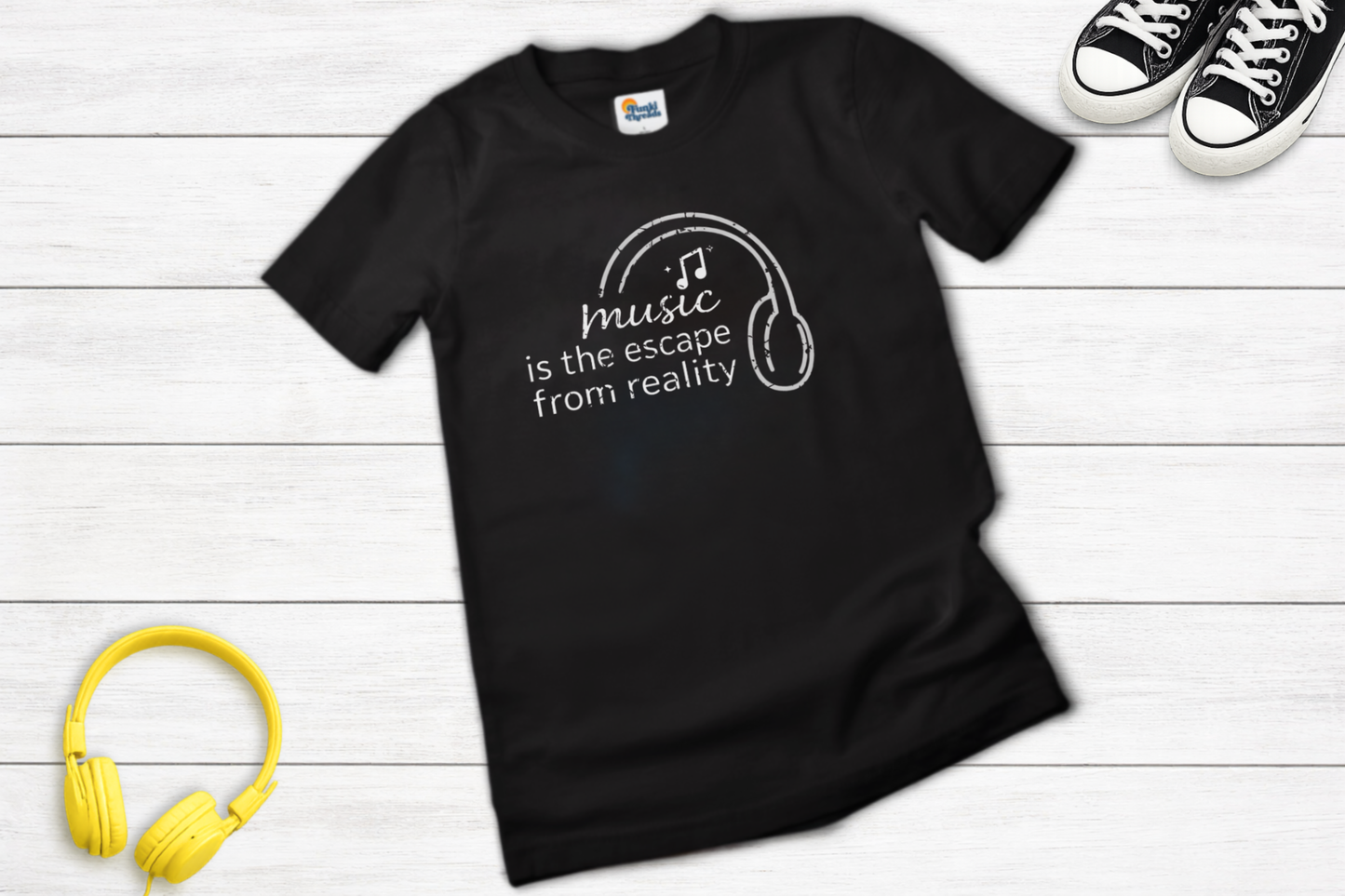 Music Is the Escape From Reality Headphones Quote Shirt | Music Lover T-Shirt