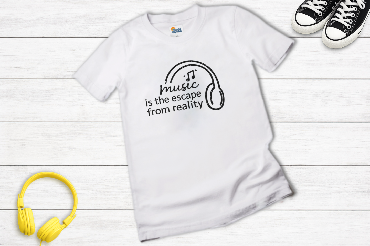 Music Is the Escape From Reality Headphones Quote Shirt | Music Lover T-Shirt